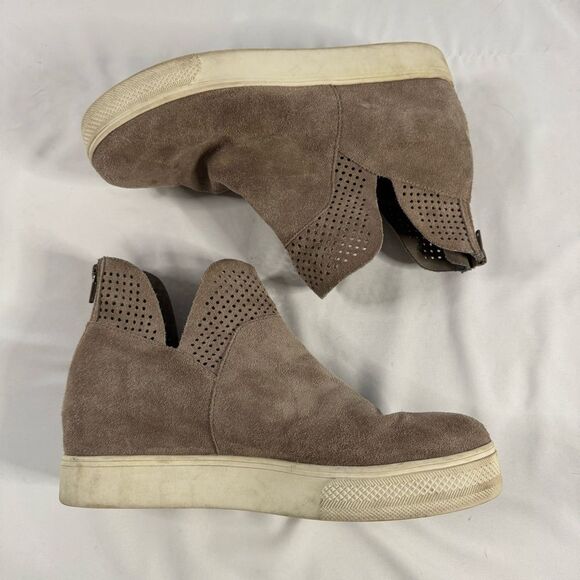 Steve Madden Winni Heeled High Top Shoe Size 8.5 Suede Grey Casual Minimalist - Picture 7 of 7